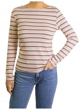 maglia a righe con scollo a barca 